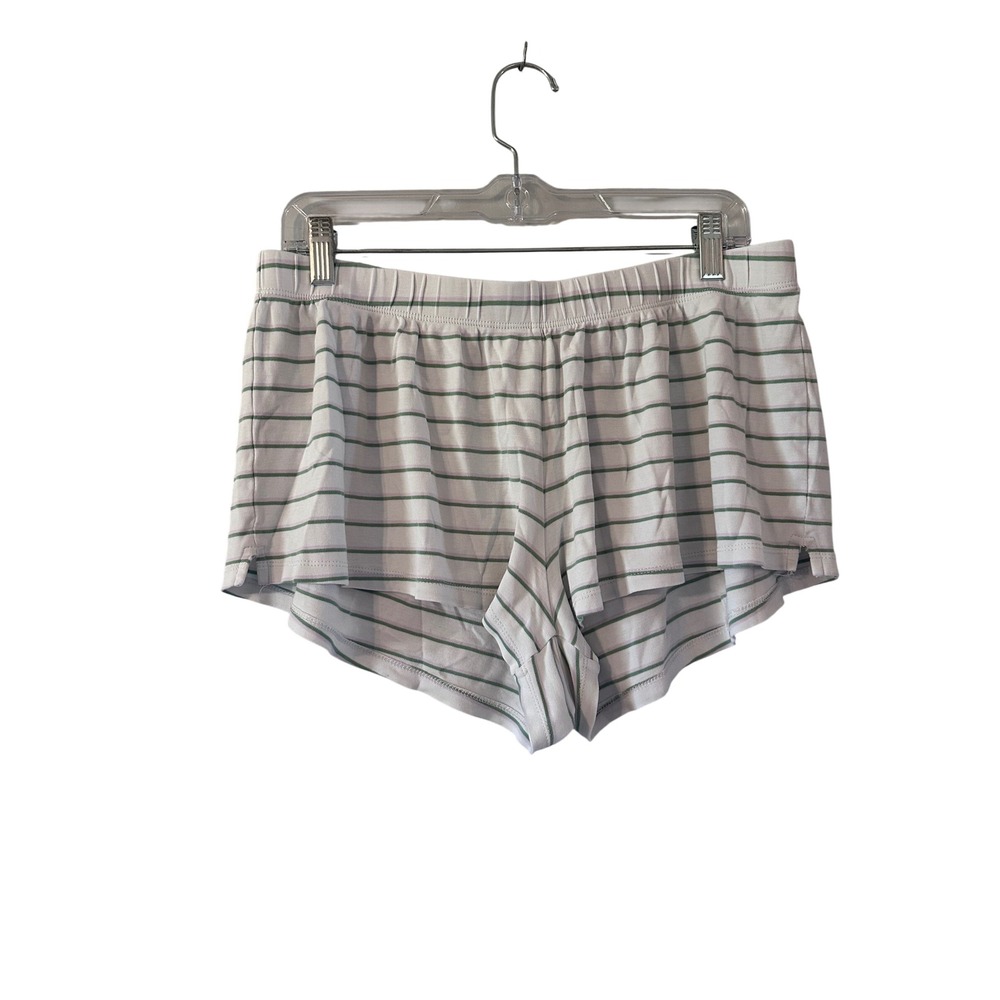 LAKE Striped Pajama Sleep Lounge Shorts Women's Size L White Green Pink Stripe
